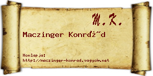 Maczinger Konrád névjegykártya
